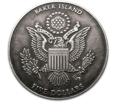  Монета 5 долларов 2005 «Сталин. 60 лет конференции в Ялте» Остров Бейкер (копия жетона), фото 2 